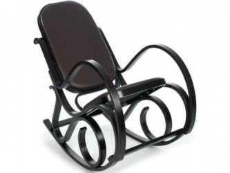 Кресло-качалка «венге/темно-коричневая экокожа»
